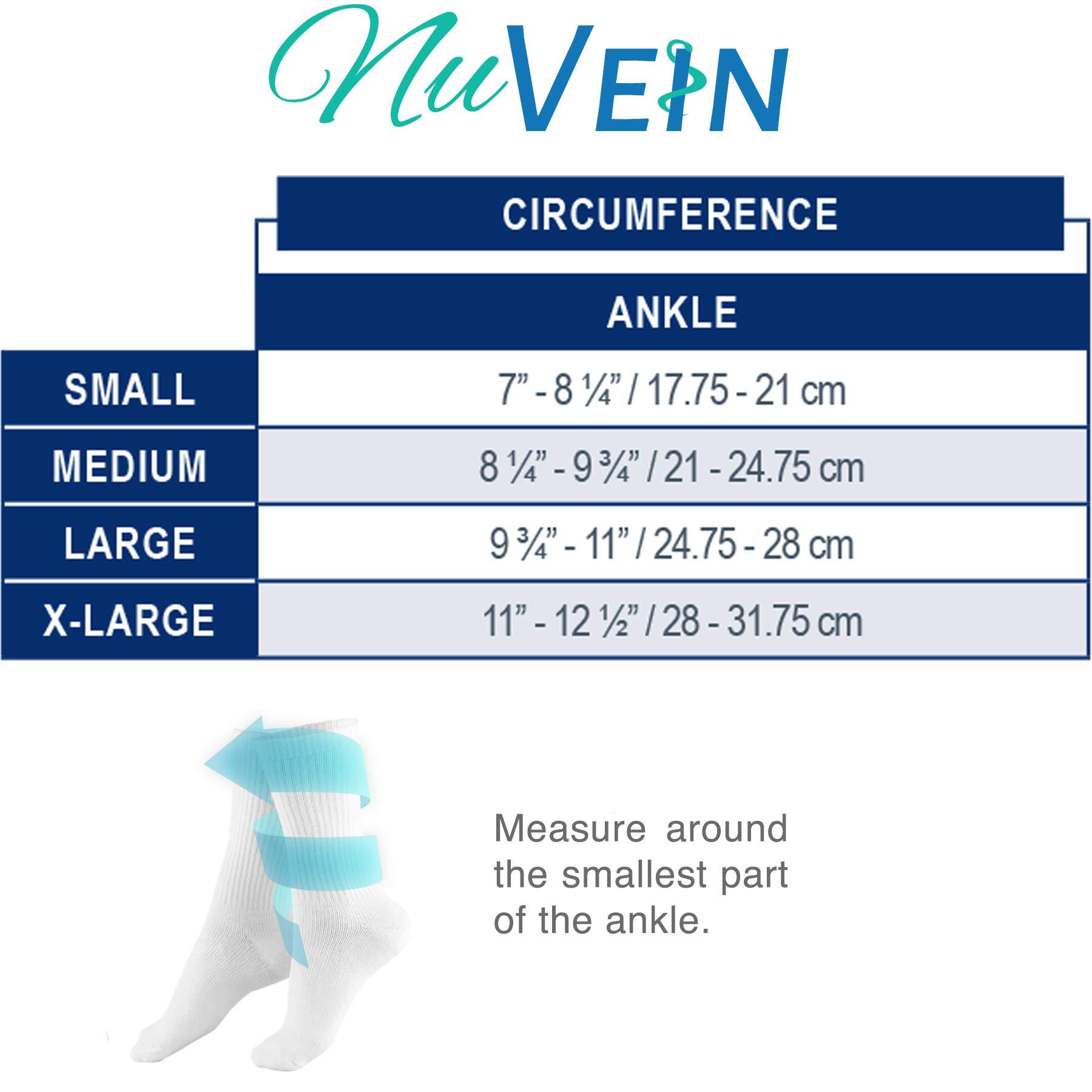 NuVein NuVein Compression Socks Mid Calf Crew Length 15-20 mmHg Graduated Support Cushion Foot, White, Small