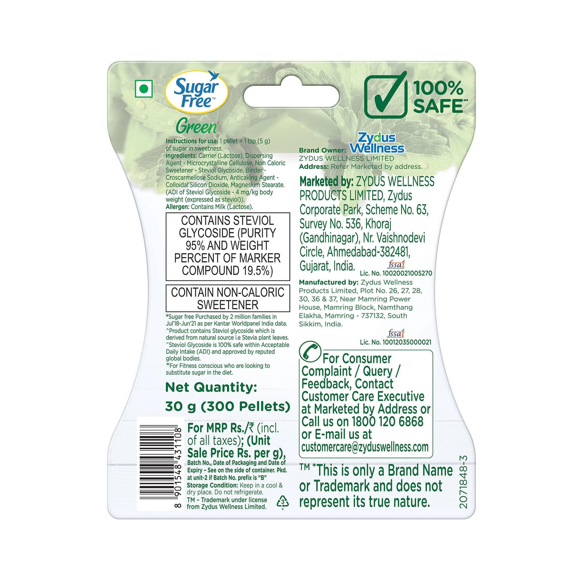 Sugar Free Sugarfree Natura Low Calorie Sweetner - 1kg Jar & Sugar Free Green 100% Natural Sweetener and Sugar Substitute - 300 Pellets net weight 30g