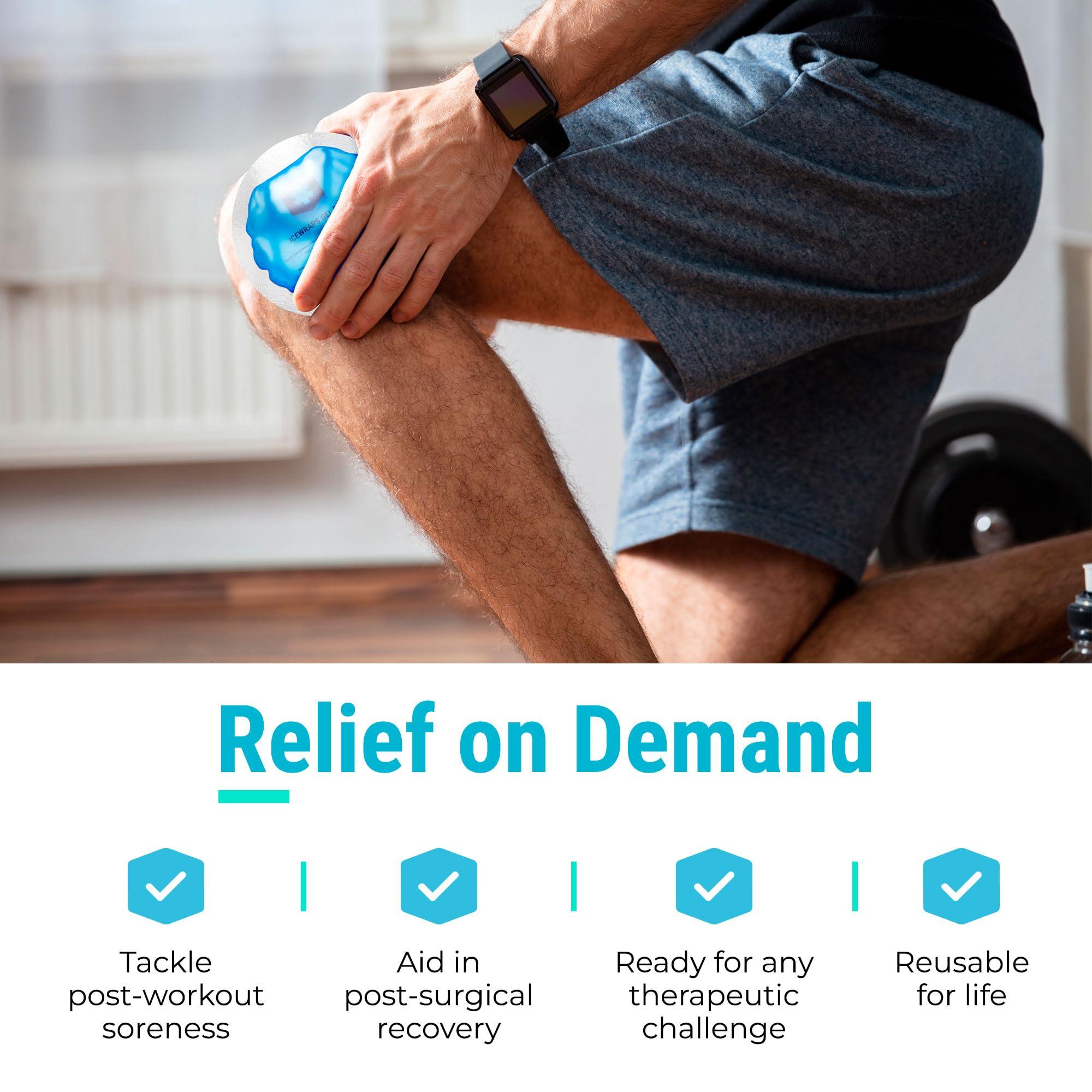 ICEWRAPS ICEWRAPS Round Reusable Hot or Cold Gel Ice Packs with Cloth Backing for Wisdom Teeth, Breastfeeding, Tired Eyes, Kids Injuries, Headaches, Sinus Relief (Blue) - Pack of 5