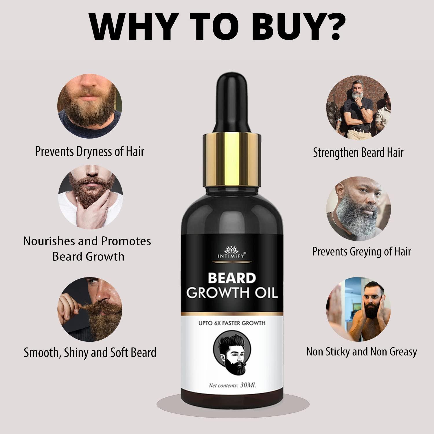 INTIMIFY Beard Oil For Growing Beard Faster, Mustache Beard Growth Oil, Beard Oil For Men Fast Growth, Beard Oil For Pachy Beard, Beard Oil For Smooth Beard