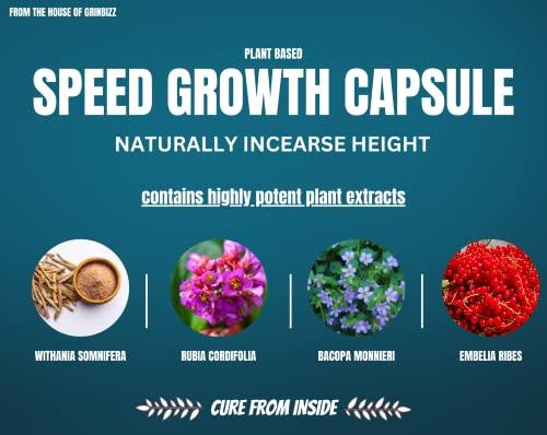 GRINBIZZ GRINBIZZ Speed Growth Capsule Advanced Herbal Formula To Increase Height | Growth On | Height Growth | Body Growth | For Girls & Boys | No Side Effects | 100% Ayurvedic (speed growth pk 15 capsule)