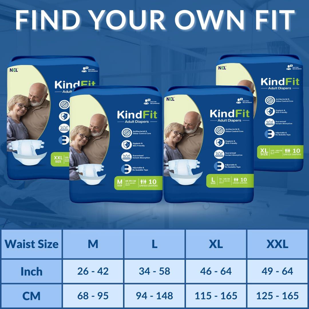 KINDFIT KINDFIT Open Tape Adult Diapers | Size : L - 20 Pieces | Pack of 2