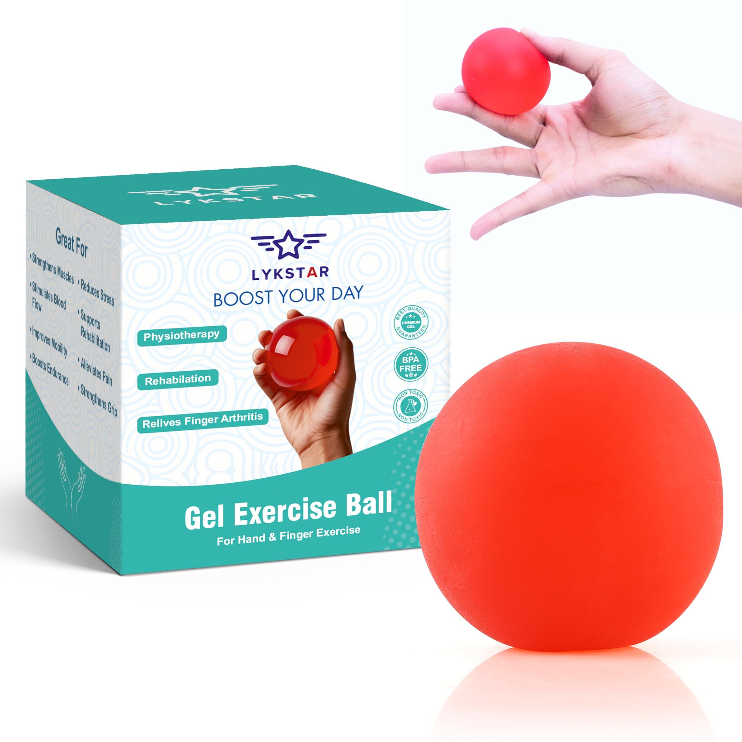 LYKSTAR LYKSTAR Gel Exercise Ball for Hand Therapy, Stress Balls for Adults, Stress Relief Squeeze Balls, Soft Ball for Hand Exercise, Stress Ball for Arthritis, Finger Strengthening, Finger & Wrist Hand Exercise Ball-Red