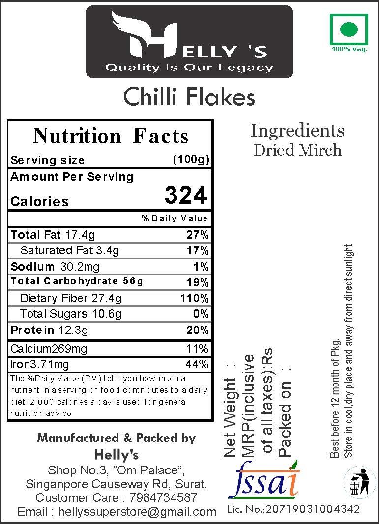 Helly's Helly\'s Red Chilli Flakes Seasoning for Pizza | 400 gm - Zip Lock Pack