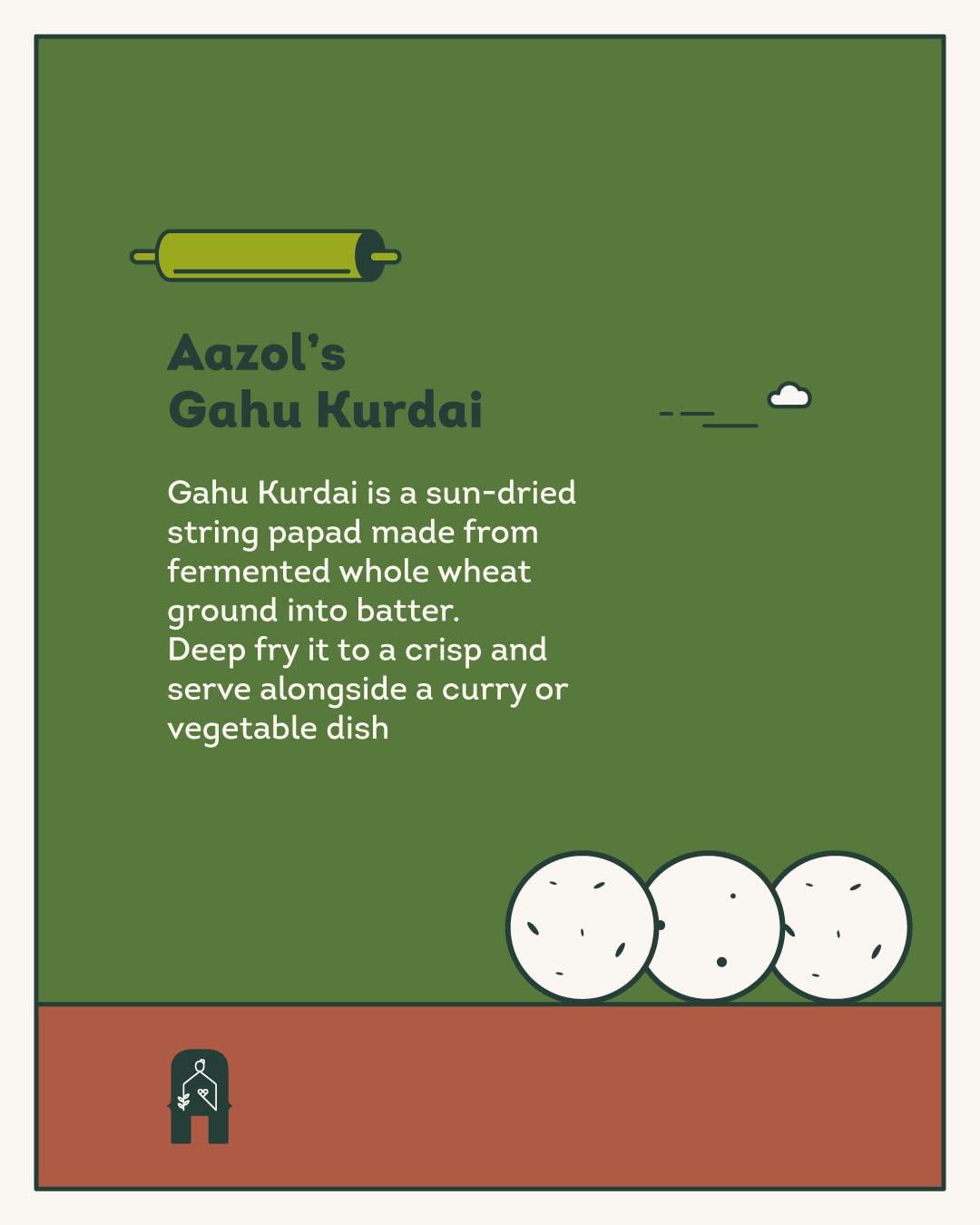 AAZOL Aazol Whole Wheat String Papad: Gahu Kurdai - 600gms (Pack of 3-200gms each) | Sun-dried Kurdai Papad | Healthy Indian Snack | Tasty Fryum Option | Perfect Meal Accompaniment