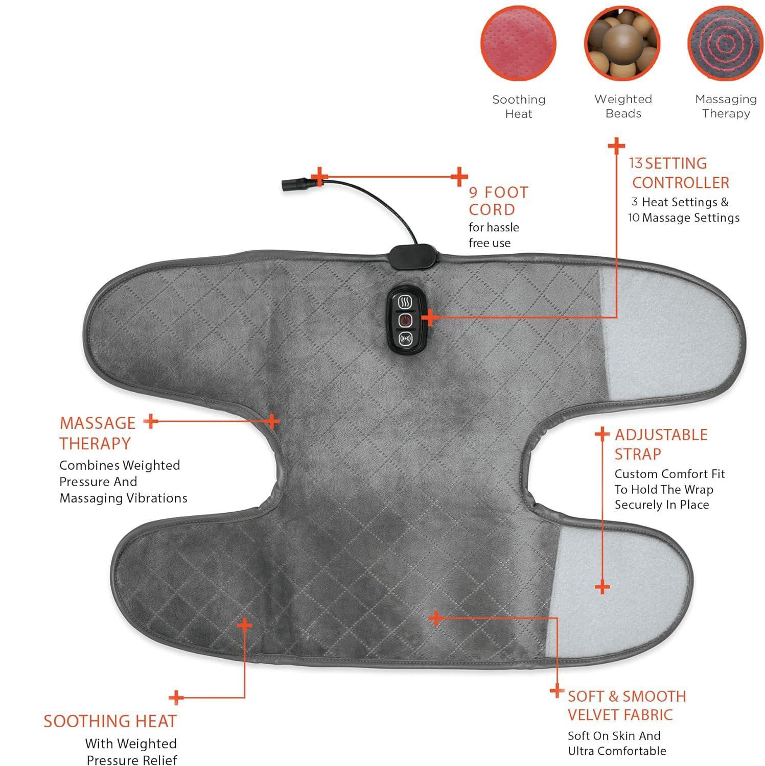 AWOKZA AWOKZA Knee Wraps Massaging Heated Knee Brace Wrap, Therapeutic Electric Heating Pad,Heat & Massage 2 Heat & 5 Message Settings for 10 Relaxing Combinations Massager for Muscles Pain Relief