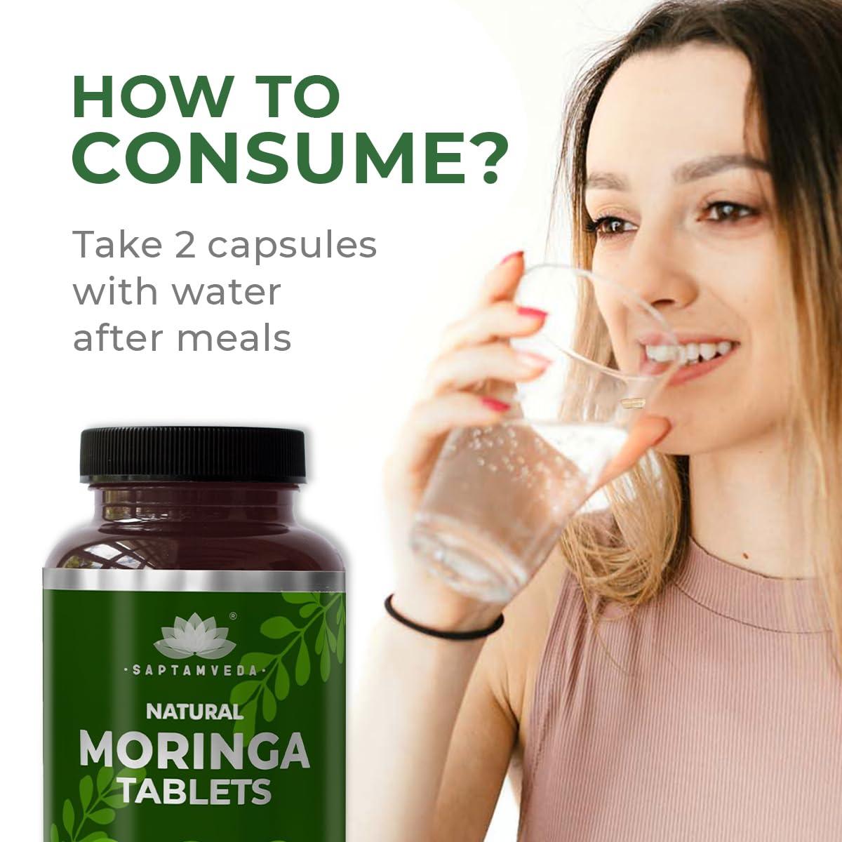 SAPTAMVEDA SAPTAMVEDA Organic Moringa Tablets, Drumstick Leaf Tablets 120 Tablets, 500mg each | 100% Organic