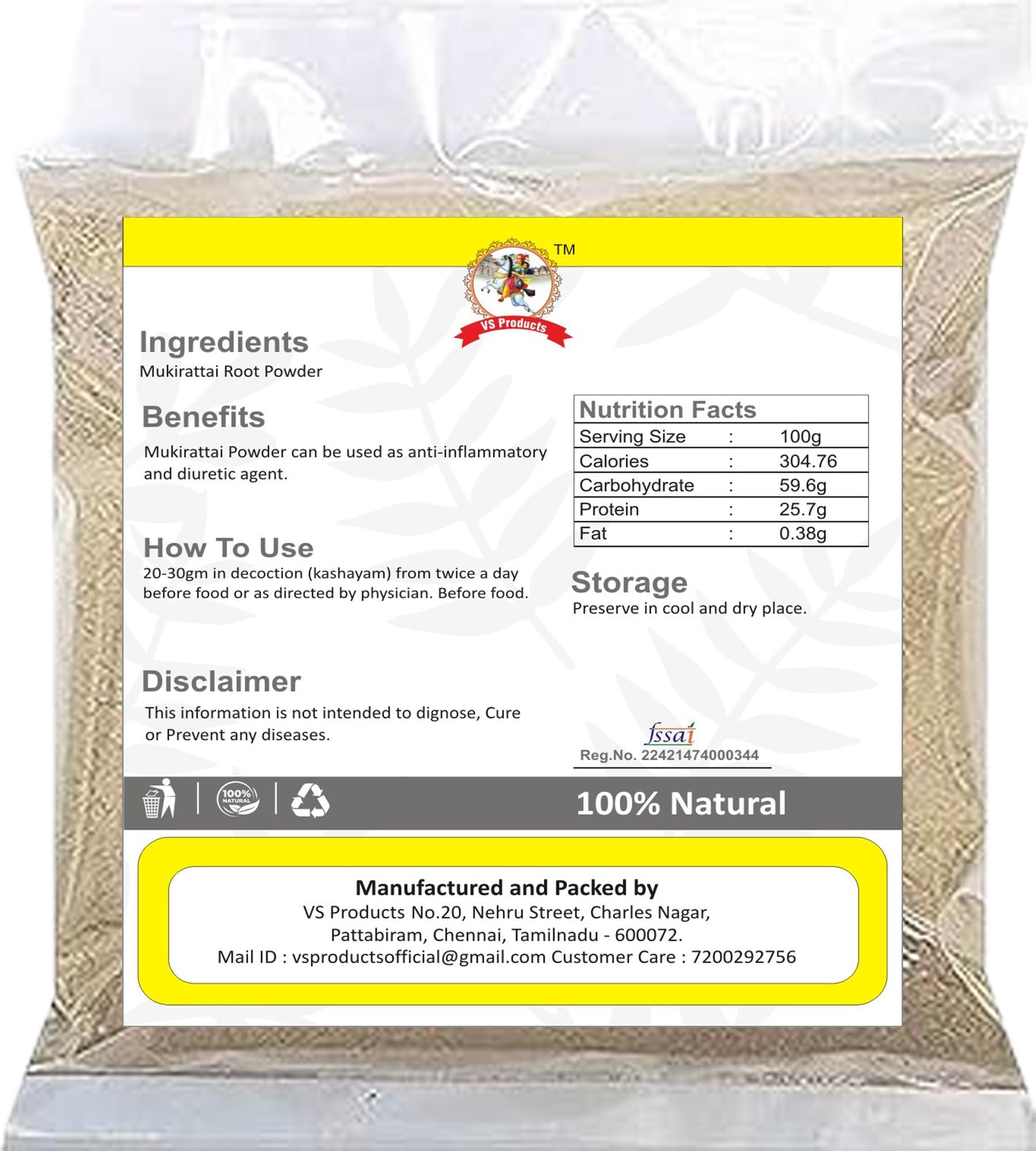 VS Products VS Products Mukirattai Root Powder, 50g, Punarnava Root Powder, Atikamamidi, Boerhavia diffusa, Sathi Jadd, Saranai Ver Root Powder, (pack of 1 x 50g)