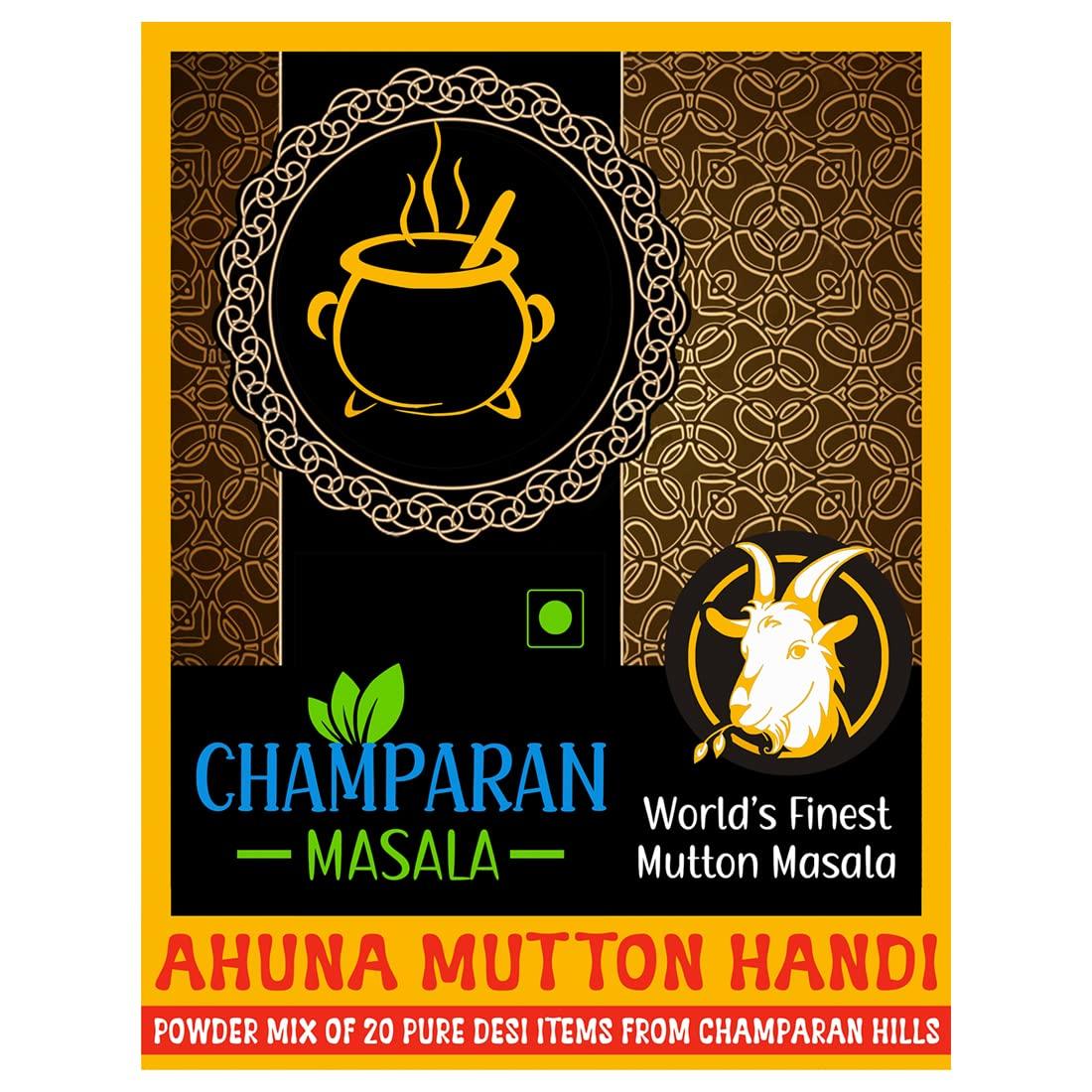Champaran Masala Champaran Masala - Mutton Ahuna Handi [Pack of 100g x 3] Easy Powder Mix & Make Process || Use it Once - Luv it Forever - Specially Blended For Meat Lovers