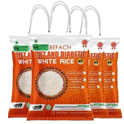 Befach 4x Befach Fortified Low GI Rice | Free of Pesticides, Non GMO, Certified Low GI & Low Sugar White Rice Perfect for Diet & Diabetic Patients | 4.5 kg (Pack of 3)