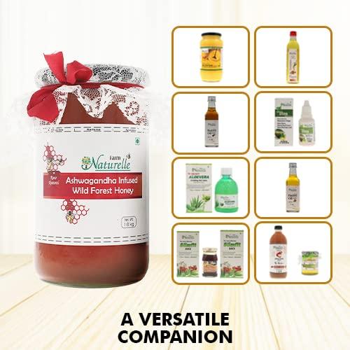 Farm Naturelle Farm Naturelle-Pure Raw Delicious and Immunity Booster Real Ashwagandha Infused Forest Honey,Immense Medicinal Value Naturally-1.45kg and a Wooden Spoon.