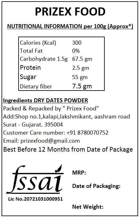 Prizex Prizex Naturals Dried Dates Powder | Kharik Powder 750gm