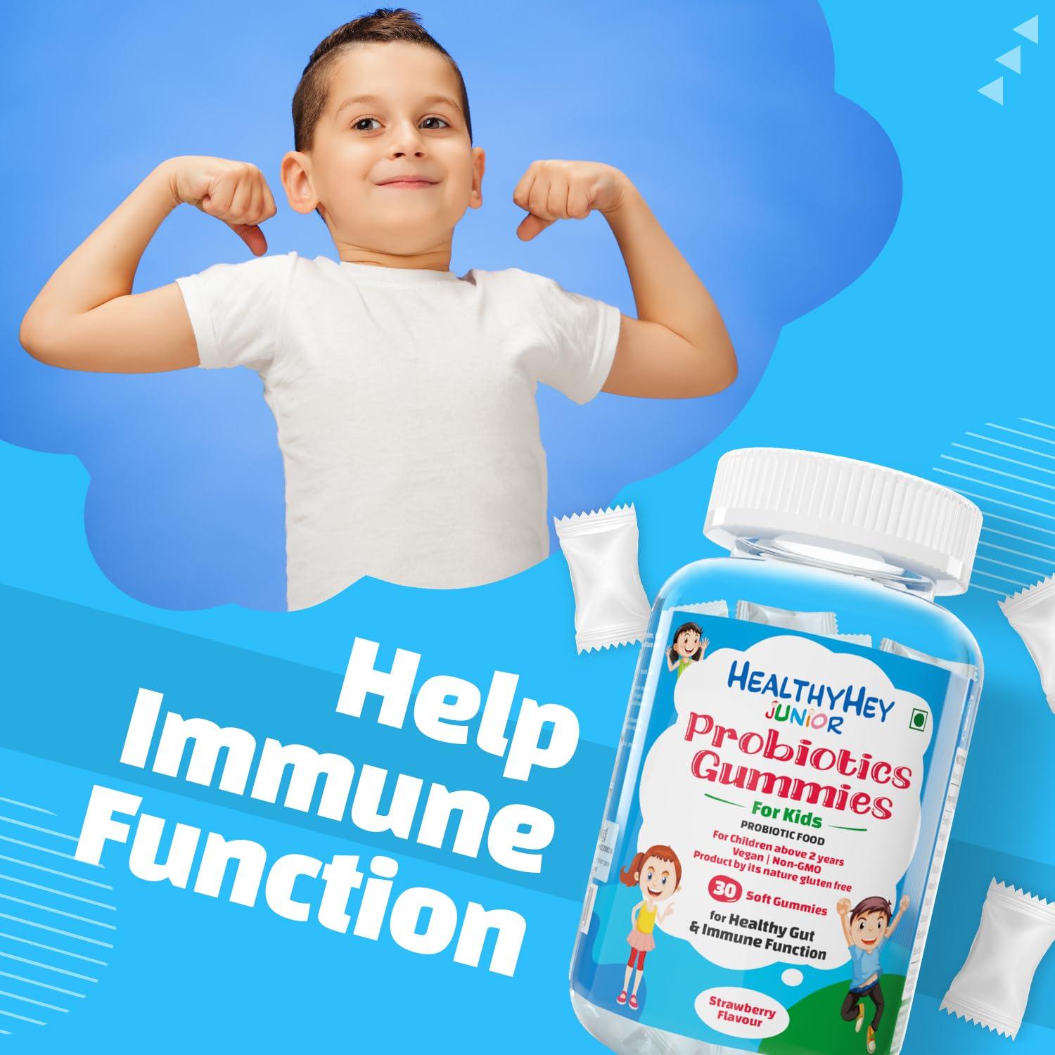 HealthyHey Nutrition HealthyHey Nutrition Junior Probiotics Gummies - For Kids - For Healthy Gut & Immune Function - Strawberry Flavour - 30 Soft Gummies