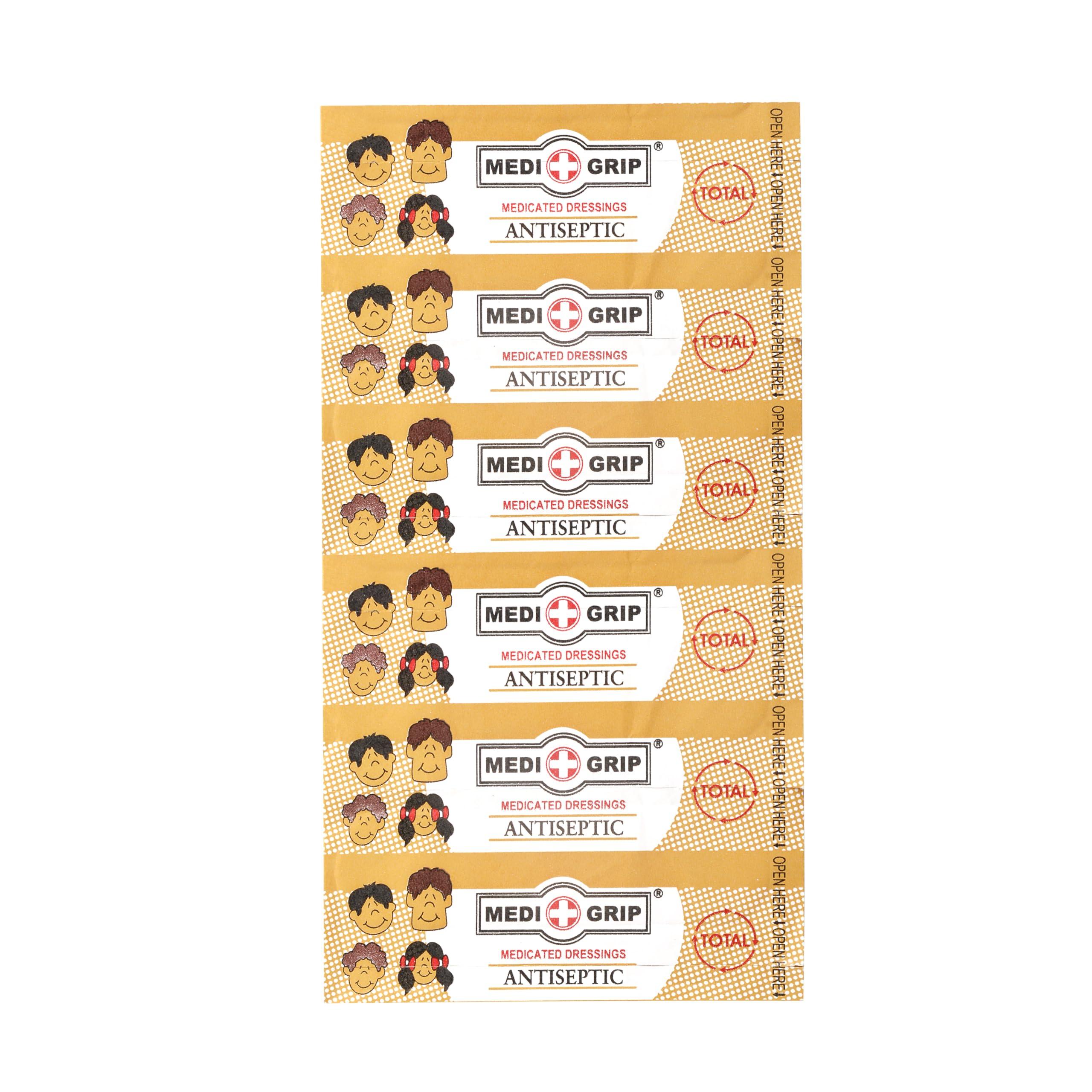 MEDIGRIP Medigrip Total Medicated Band Aid Fabric (100 Plasters) Brown (Pack of 200)