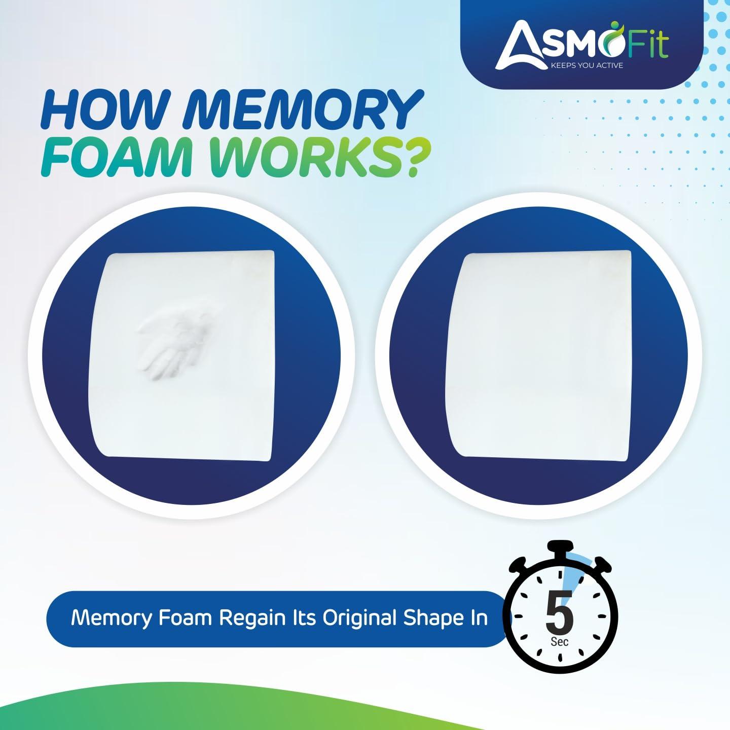 Asmofit Asmofit Lower Back Pain Orthopedic Backrest Pillow Posture Memory Foam Back Rest Lumbar Support Cushion Sciatica, Spine Pain Relief - Ideal for Home, Office, Chair, Car, Travel (Black Grey)