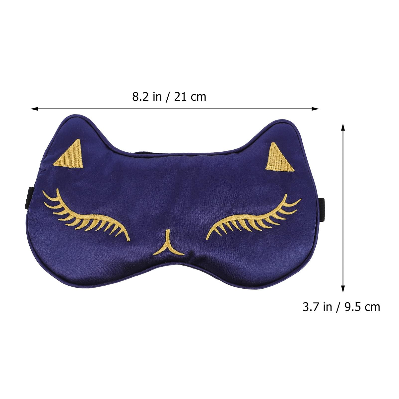 HEALLILY HEALLILY 1Pc Imitation Silk Blindfold Sleeping Shading Eye Blindfold Cartoon Cat Eye Blindfold with Adjustable Buckle for Home Office School Sleep (Navy)