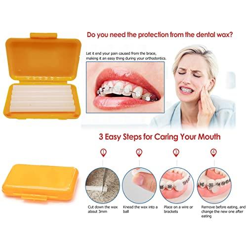 Ceonam Braces Cleaning Kit for Teeth , Portable Orthodontic Toothbrush Kit Oral Care Dental Travel Kit - Interdental Brush Dental Wax Dental Floss Toothbrush Box (Orange)