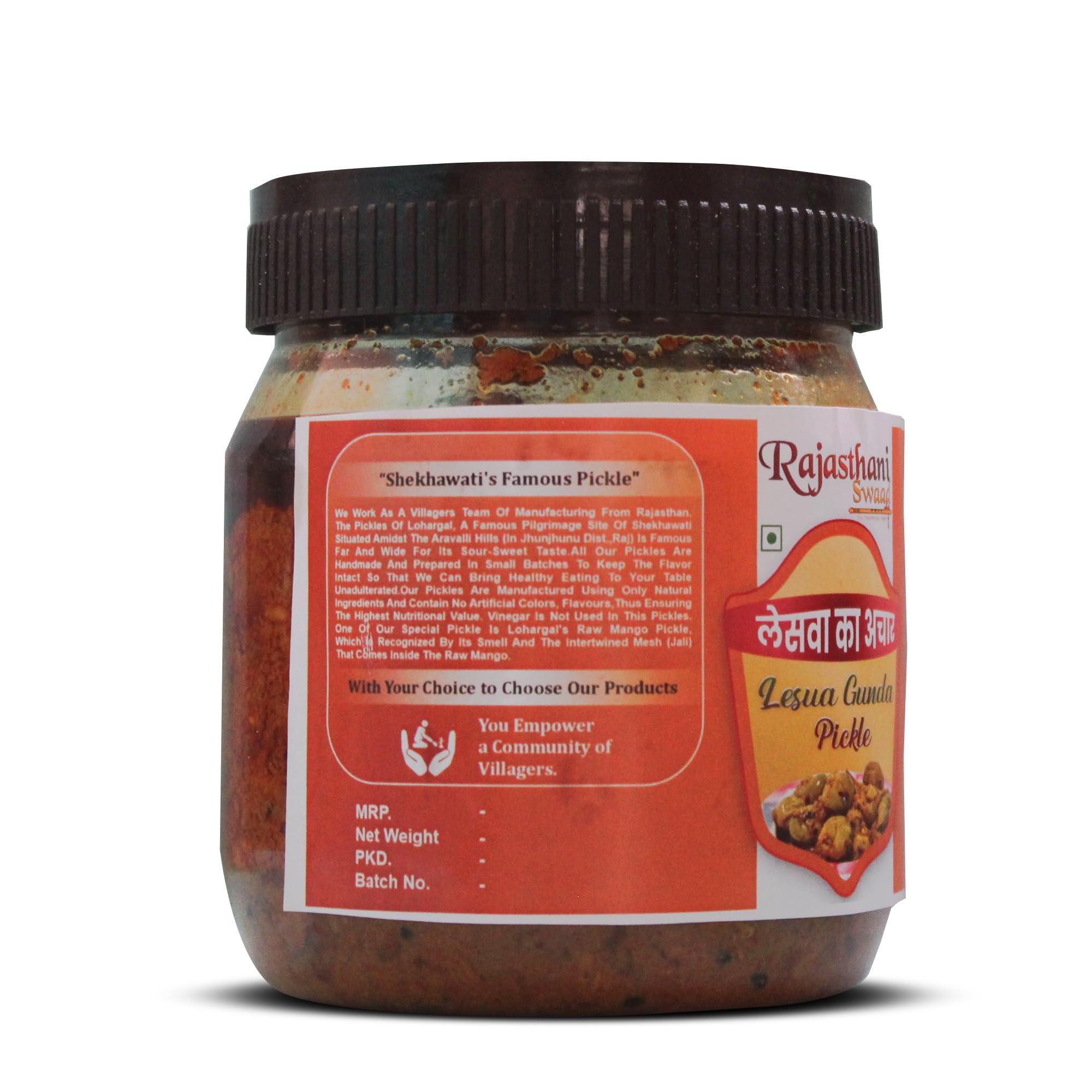 Rajasthani Swaad Rajasthani Swaad Lasoda Ka Achar Homemade Lesua Gunda Pickle (Marwadi Famous Leswa Achar) Jar Of 1 Kg