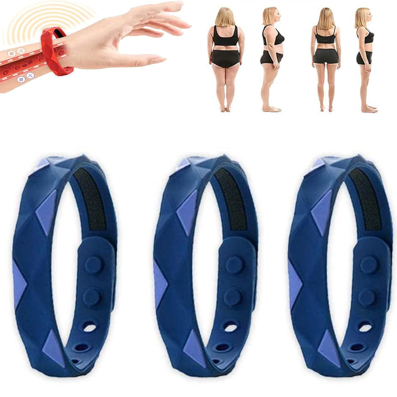 Cyauskoe 3PCS Redup Far Infrared Negative Ions Wristband, Negative Ion Anti-Static Sports Bracelet, Anti-Static Bracelet Negative Ion Silica Gel Balance Energy Sports Bracelet Lymph Drainage Magnetic Bracelet
