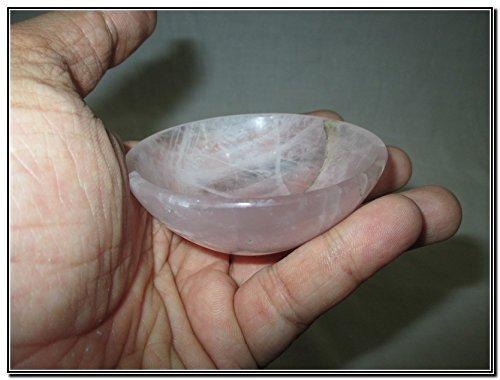 Jet International Crystal Jet Natural Rose Quartz Bowl 3\" Free Booklet jet International Crystal Therapy Large Gemstone Huge Big A+ Hand Carved Crystal Altar Healing Tray Dish Devotional Focus Spiritual Chakra Cleansing Metaphysical Psychic Reiki Balancing Divine Quality Ene