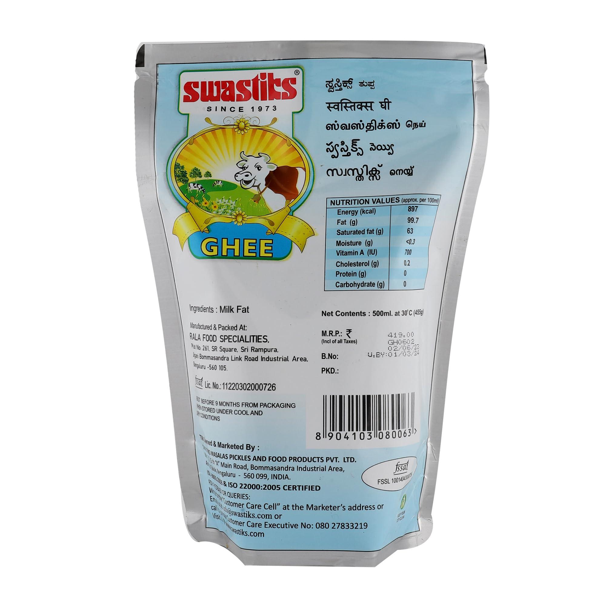 SWASTIKS Swastiks Cow Ghee 500ml Pouch