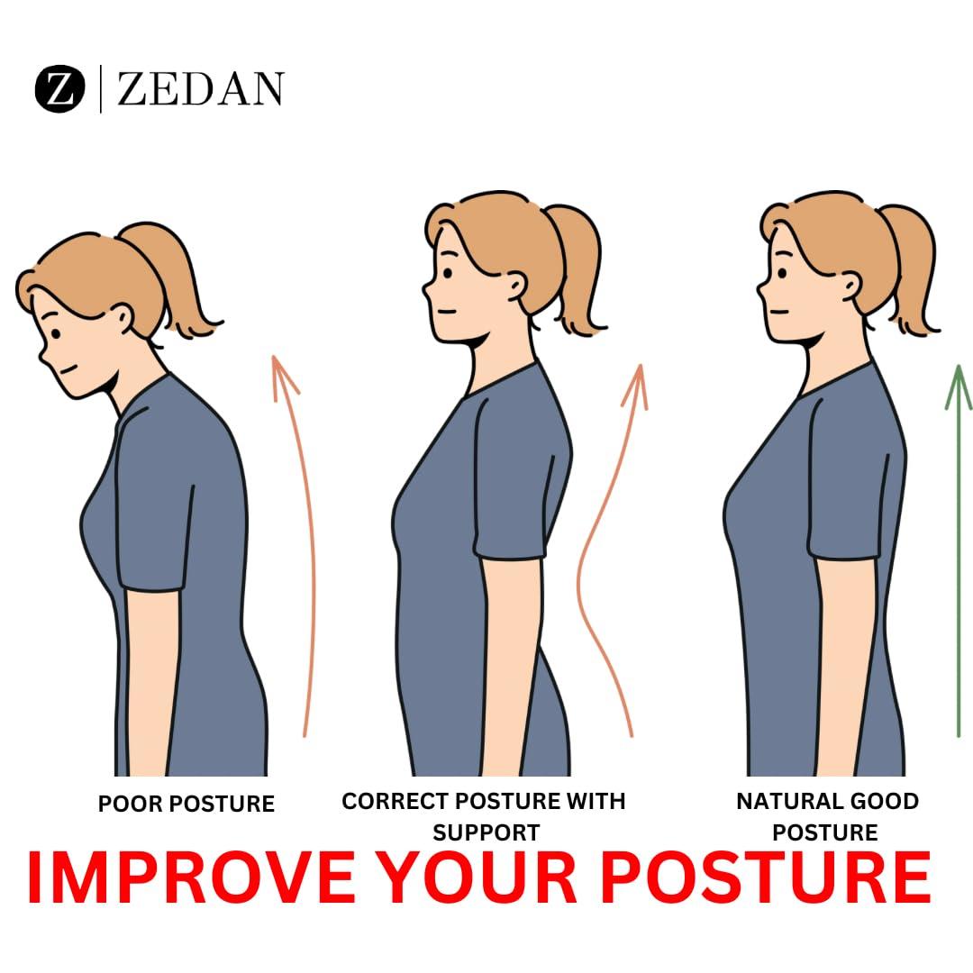 ZEDAN ZEDAN Neoprene Posture Corrector Back Support Belt|For Shoulder Support,Back Pain Relief,Back Straightener Brace|For Spine & Body Posture Correction,Clavicle Support|For Men & Women (Full, One Size)