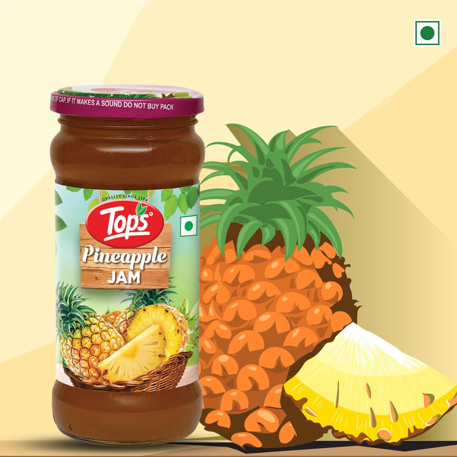 TOPS TOPS Pineapple Jam - 475 gm | From selected Pineapples| Provides a burst of fruity flavour.