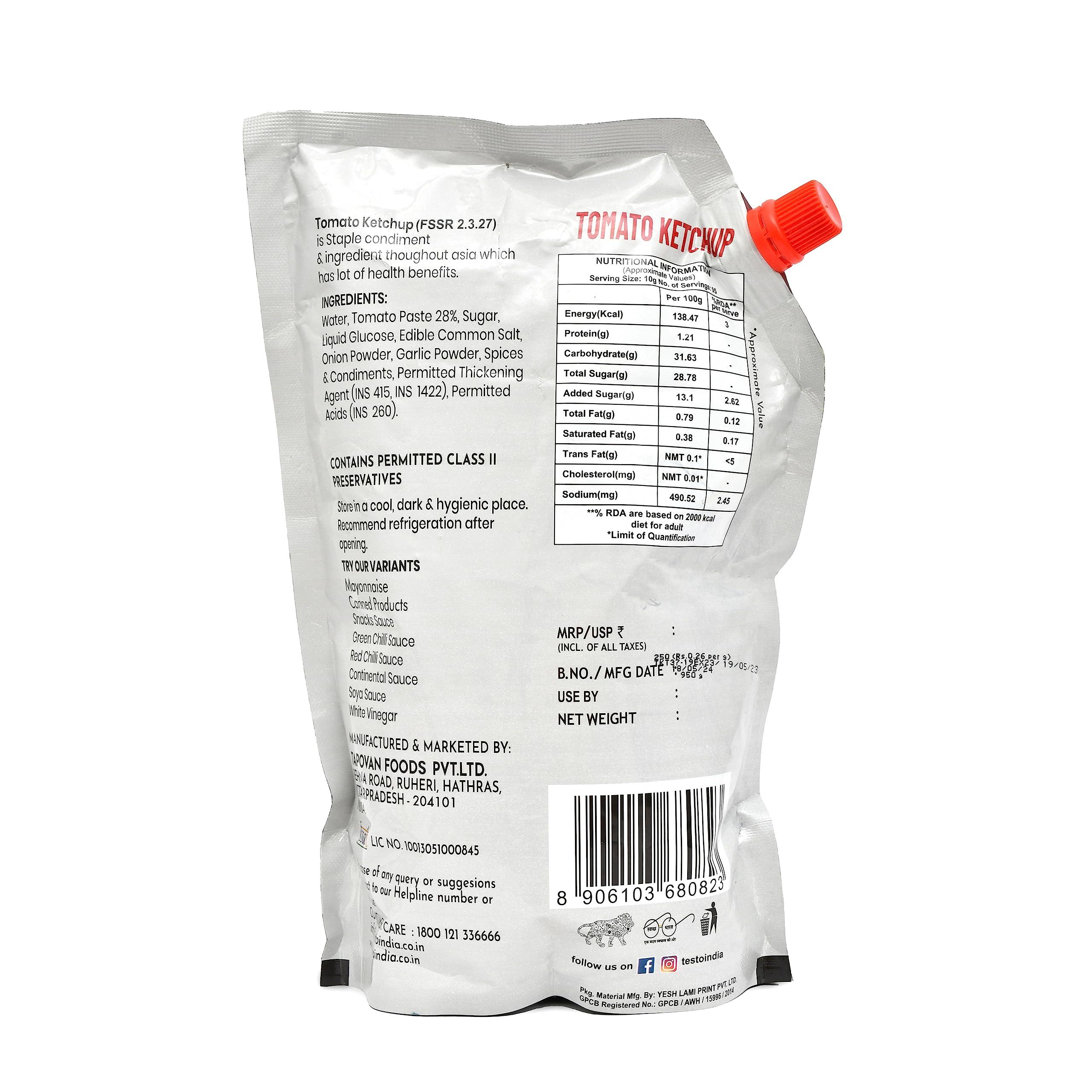 Testo Testo Tomato Ketchup Chefs Special (950g) | Super Saver Offer Pack | Non-GMO | Quality Tomato Ketchup (950 GM)