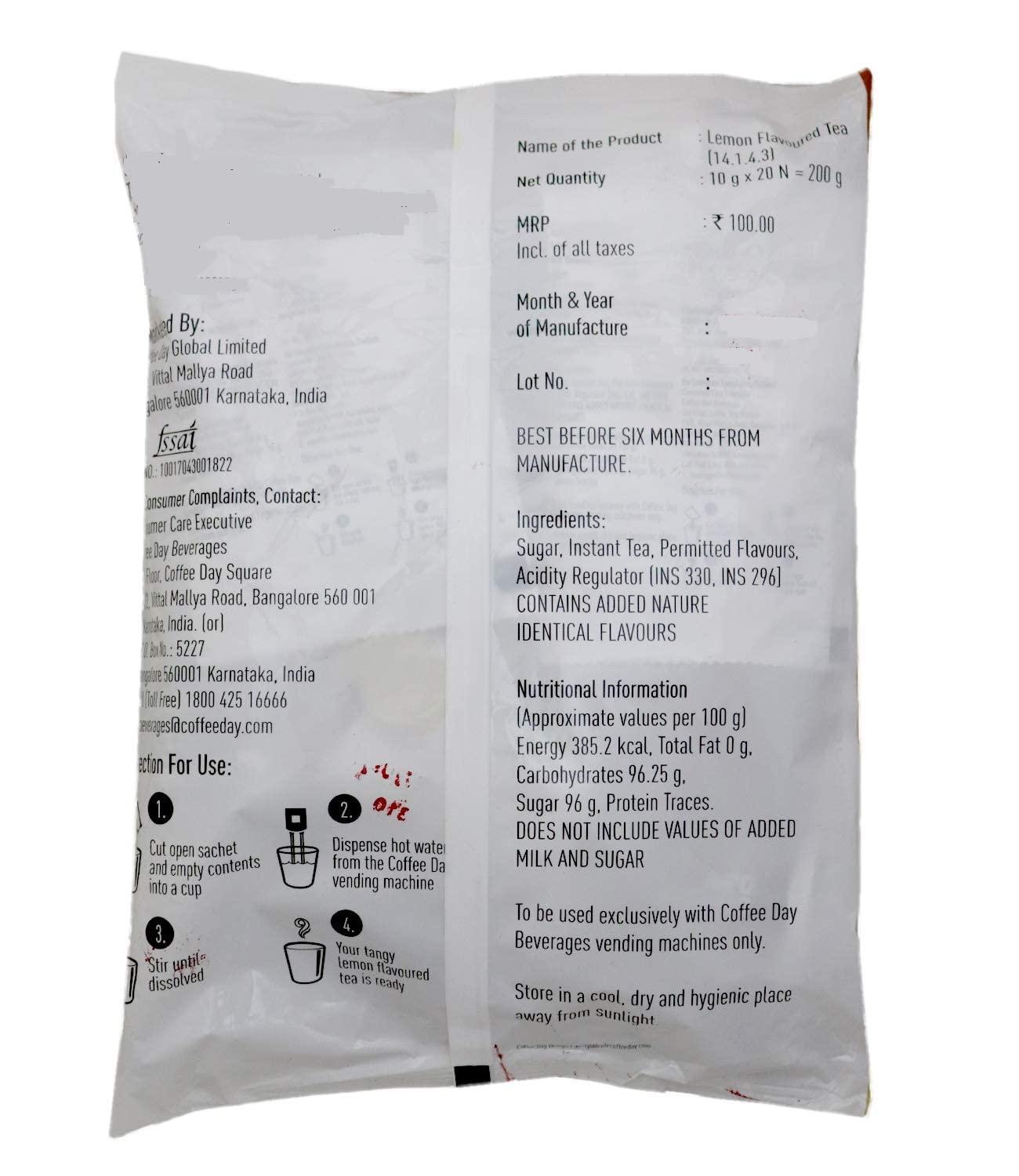 coffee day beverages Browell Coffee Day Beverages Zest Lemon Green Tea Powder- 40 Sachets(Pack Of 2), 420 Grams