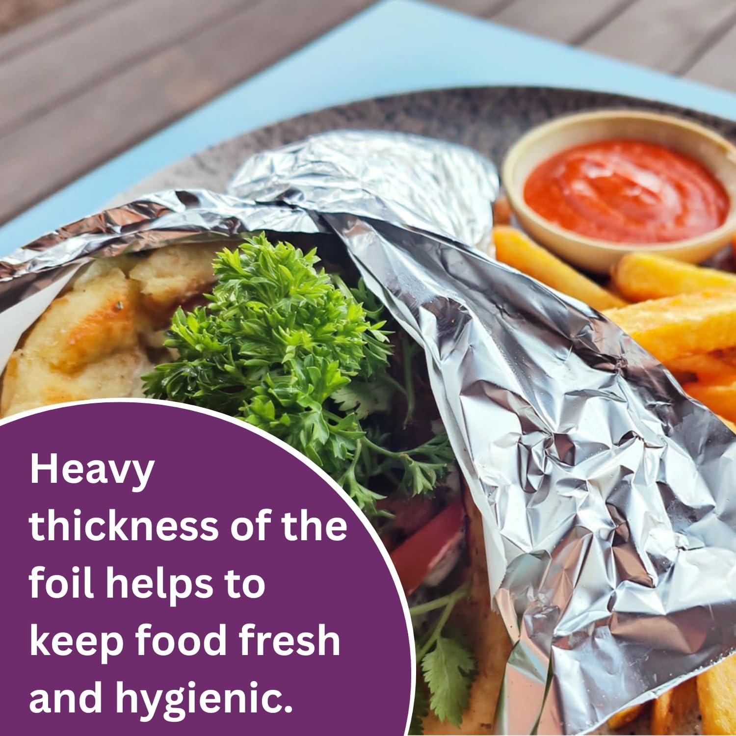 Wrap On Wrap On Aluminium foil 1kg roll Thick 18 Micron for Food Packing | foil Paper for Food wrap | Silver foil for Kitchen roll for roti | Parchment & Wrapping Paper (1kg net Heavy Duty foil)