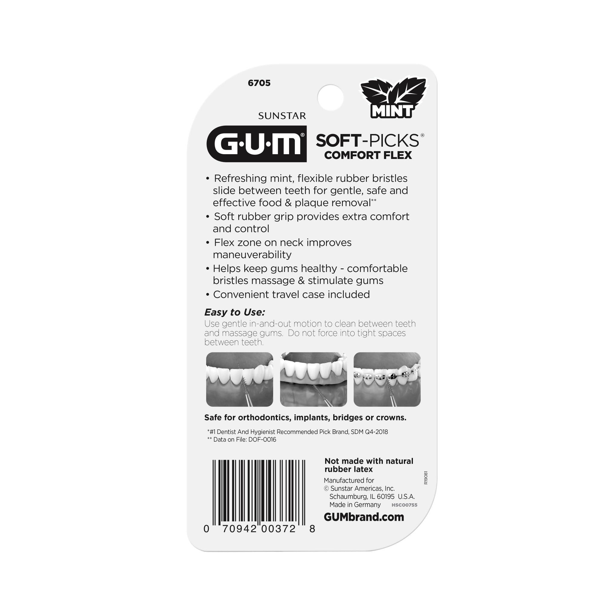 Gum GUM Soft-Picks Comfort Flex Mint Dental Picks, New Invigorating Mint Flavor, 80 Count