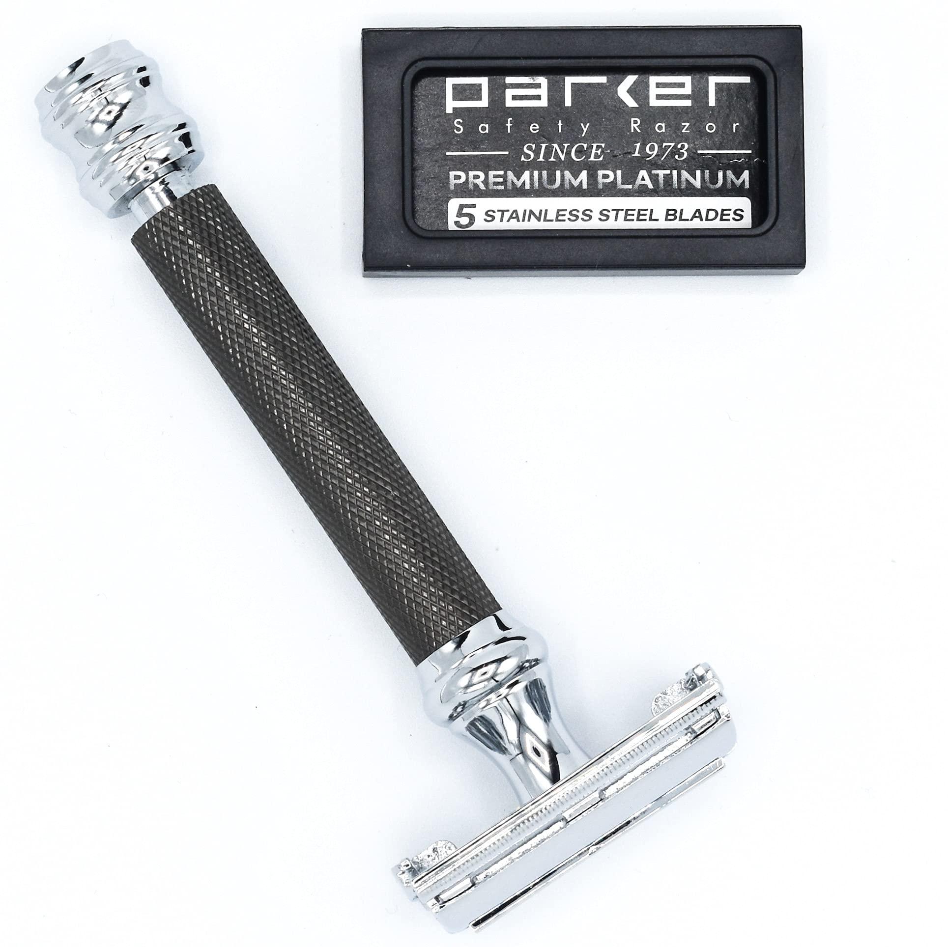 PARKER Safety Razor Parker 76R Butterfly Open Double Edge Safety Razor - 5 Parker Premium Blades