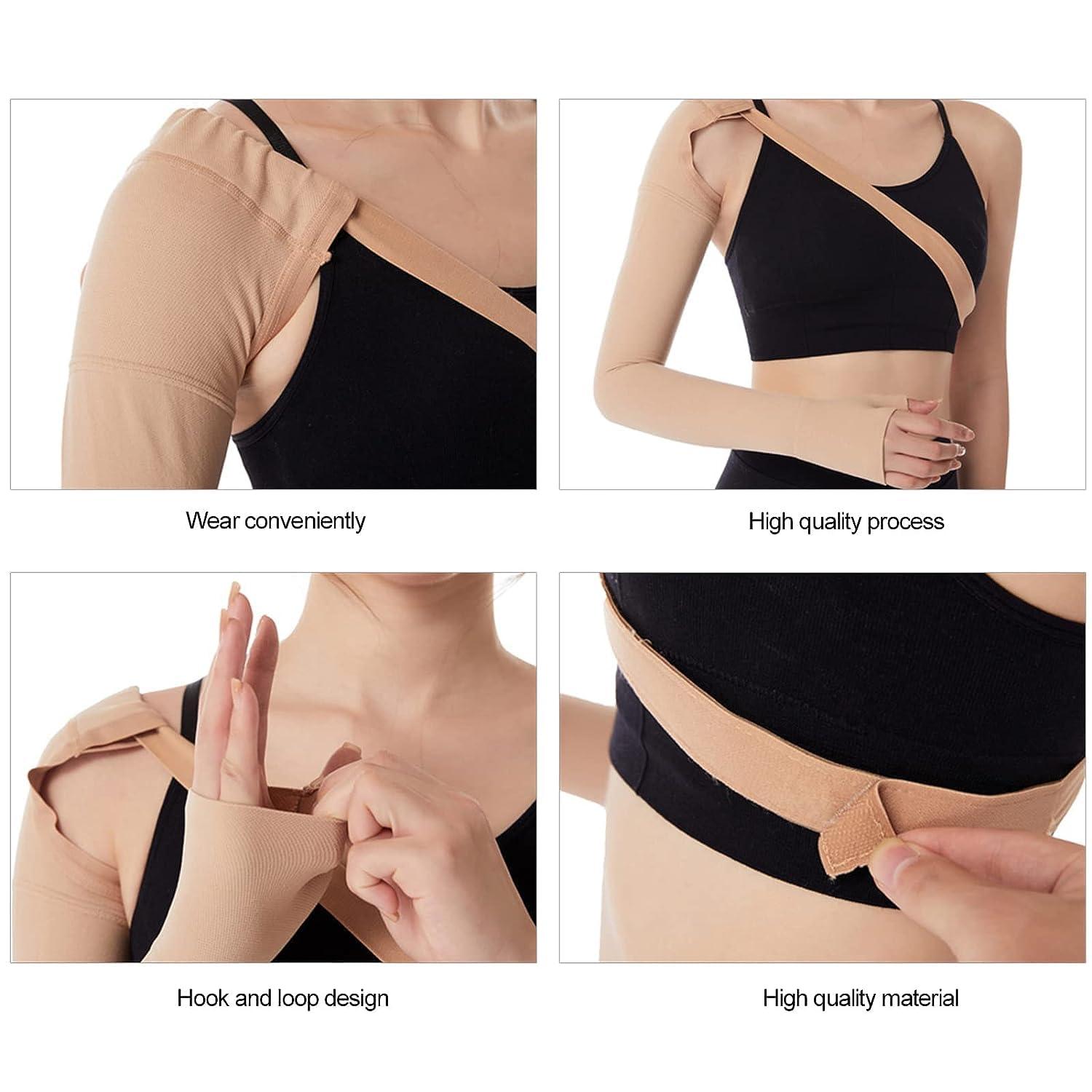EZYFIT EZYFIT Medical Compression Arm Sleeves with Shoulder Strap and Support for Lymphedema | Graduated Compression - 20-30 mm/Hg | Post Mastectomy Sleeve for Lymphedema (LEFT HAND, MEDIUM)