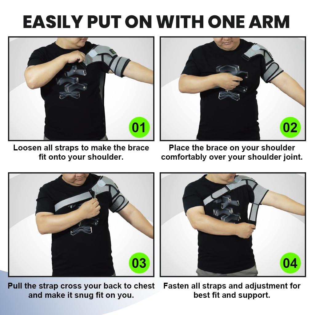 Hannea HANNEA Shoulder Brace for Women And Men, Shoulder Compression Sleeve for Torn Rotator Cuff, AC Joint Pain Relief, Dislocated Sholder, Adjustable Fits Left and Right Arm