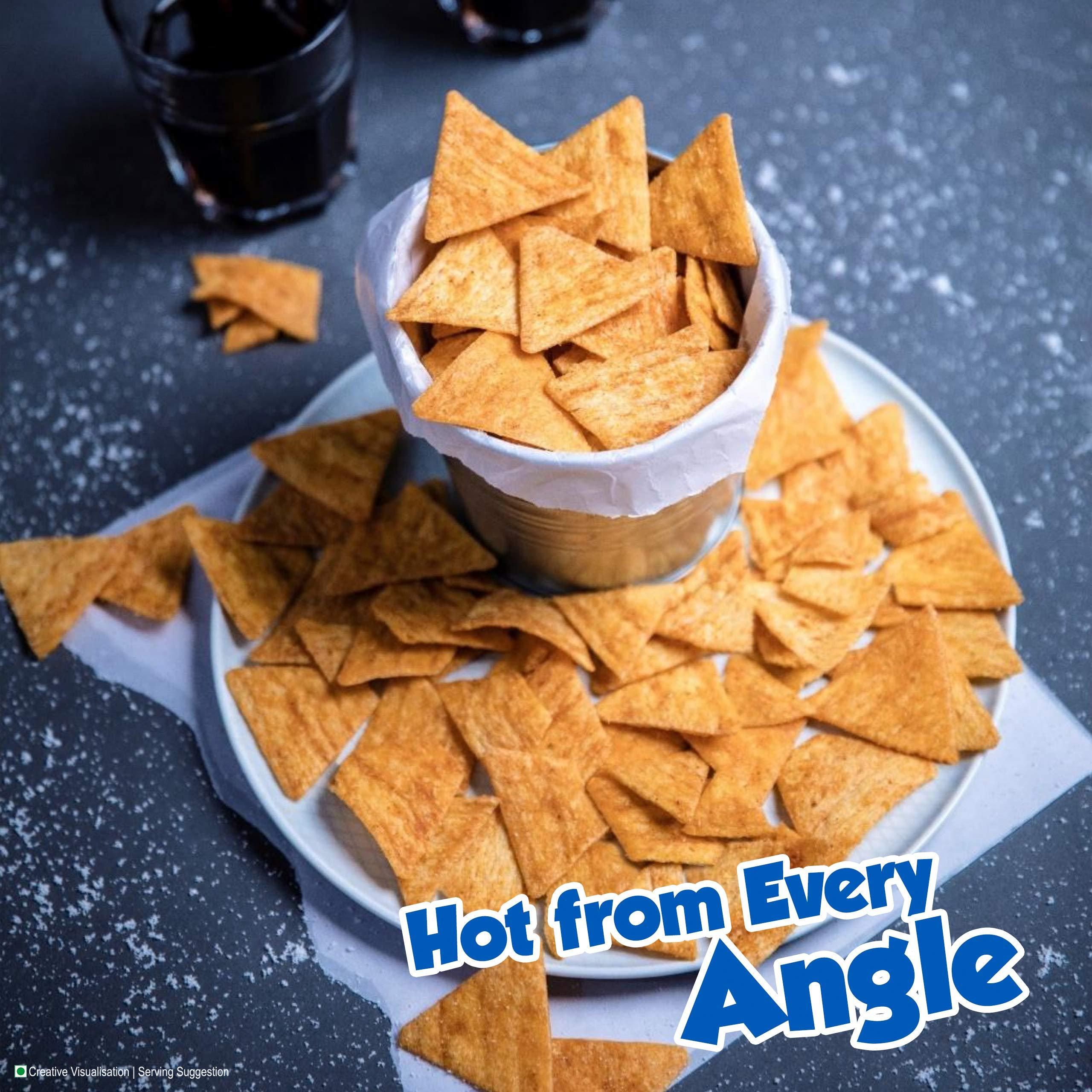 Bingo! Bingo Mad Angles Very Peri Peri - Spicy & Crunchy Corn-Based Triangle Chips Pack For Snacks 117 Gram/130 Gram