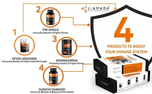 J-AMADA J-AMADA IMMUNITY BOOSTER KIT (iNCLUDES FOUR PRODUCTS - ASHWAGANDHA, GUDUCHI GHAN VATI, Ayush JOSHANDA and The Shield))