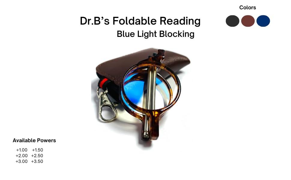 DR. B\'s Readers DR. B\'s Readers Foldable Reading Glasses For Men & Women Eyeglasses for Reading Reduce Eye Strain & Fatigue | Clear & Scratch Resistant Presbyopic Glasses Reader (+3.00, LightBlack)