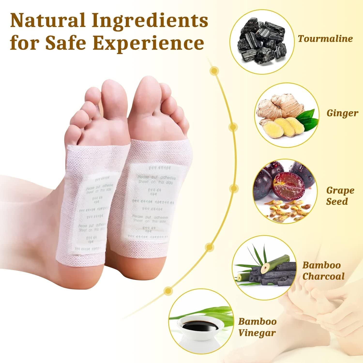 KBZONE Cleansing Detox Foot Pads Natural Bamboo Vinegar Ginger Foot Pad Foot Pads for Stress Relief Sleep - Remove Toxins, Rest and Pain Free natural pads Cleansing Detox Foot Patches (20 PAD)