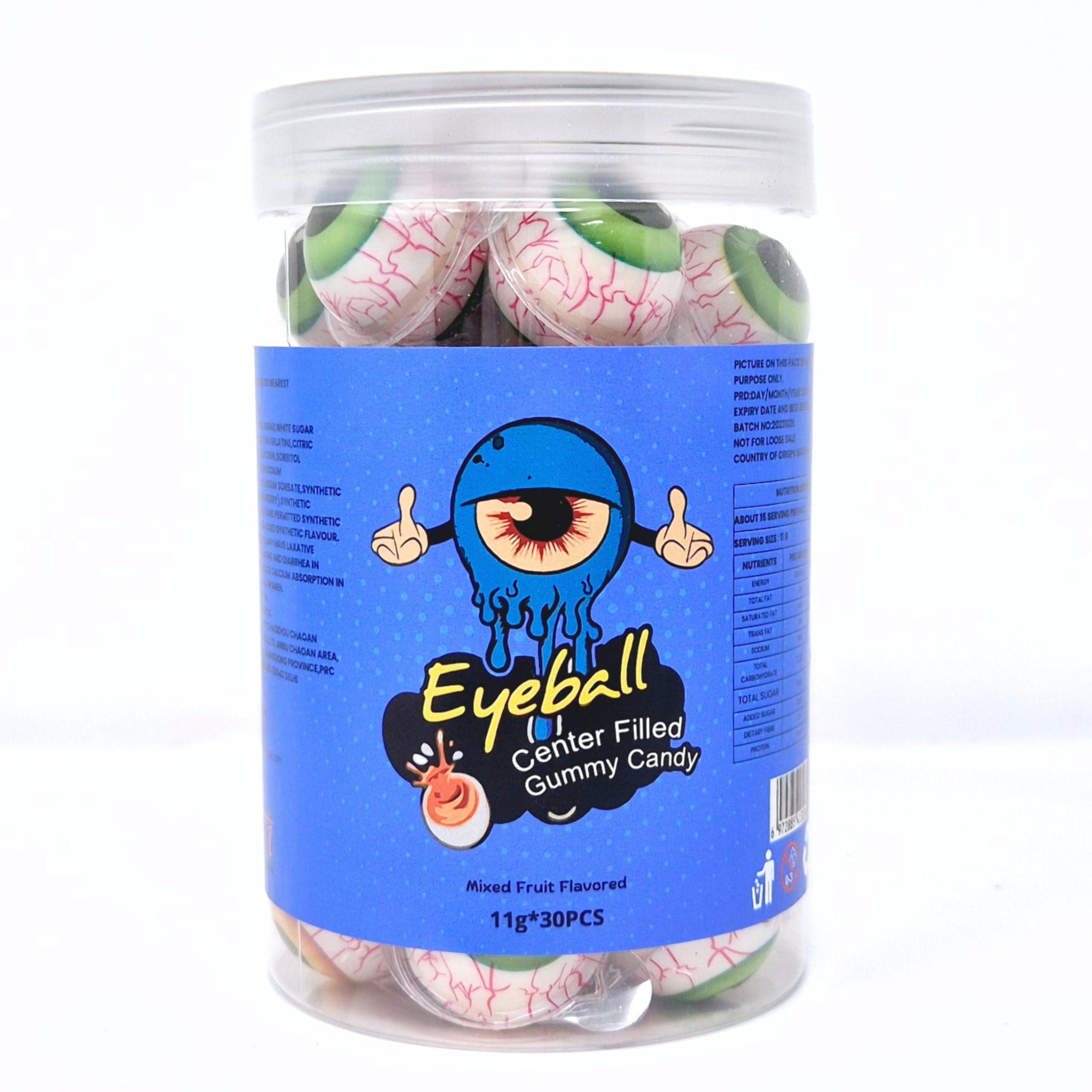 CandiExotics CandiExotics 3D Bursting Eyeball Jelly | Eye Candy | Ball Candy | Center Filled Gummy Candy | Spooky Halloween Jelly Balls | Jelly Candy 30 Pcs, 330 gm Jar