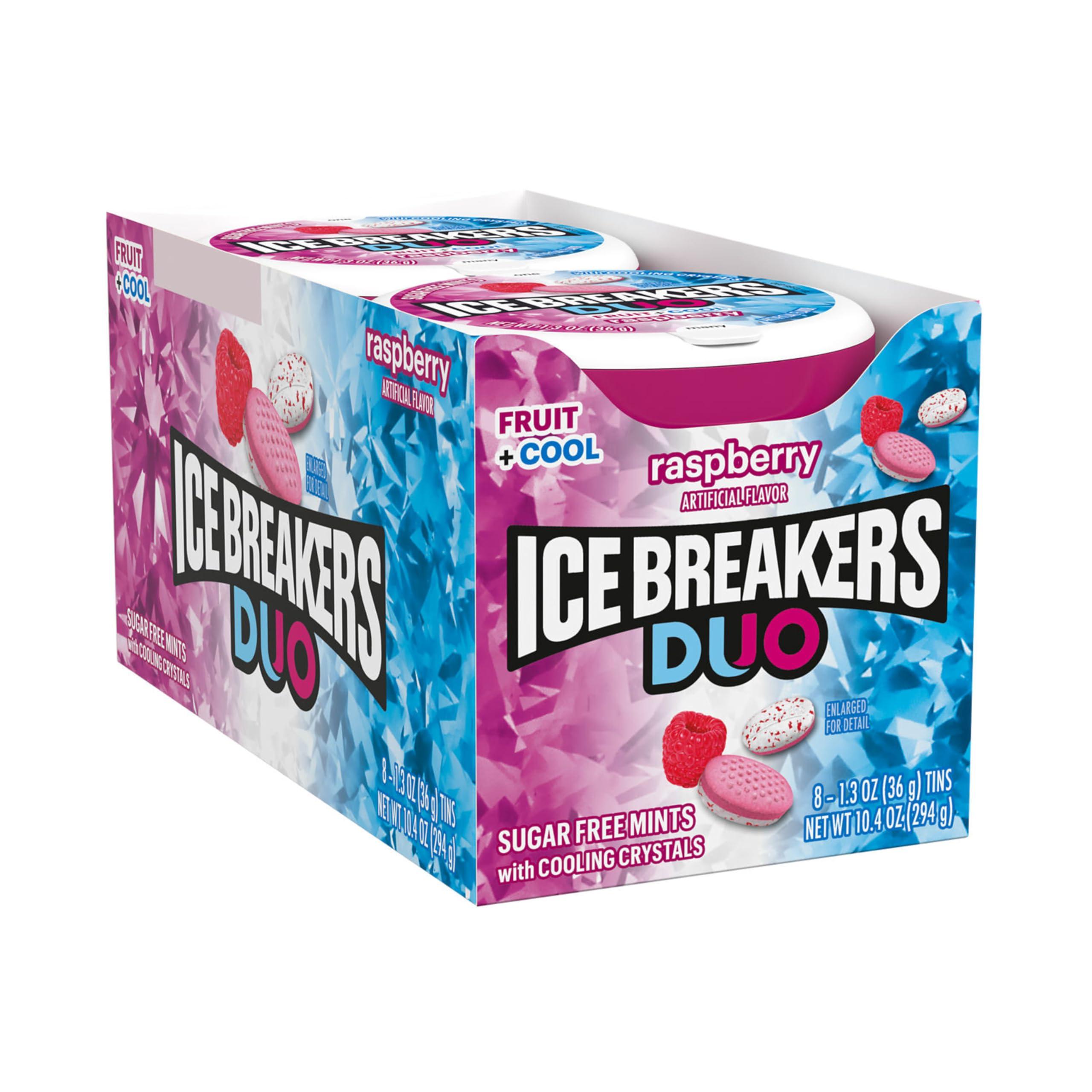 Ice Breakers Ice Breakers Duo Fruit + Cool Mints, Raspberry, 36 G, 8 Pack, Pink & White, (72336), 294 Gm