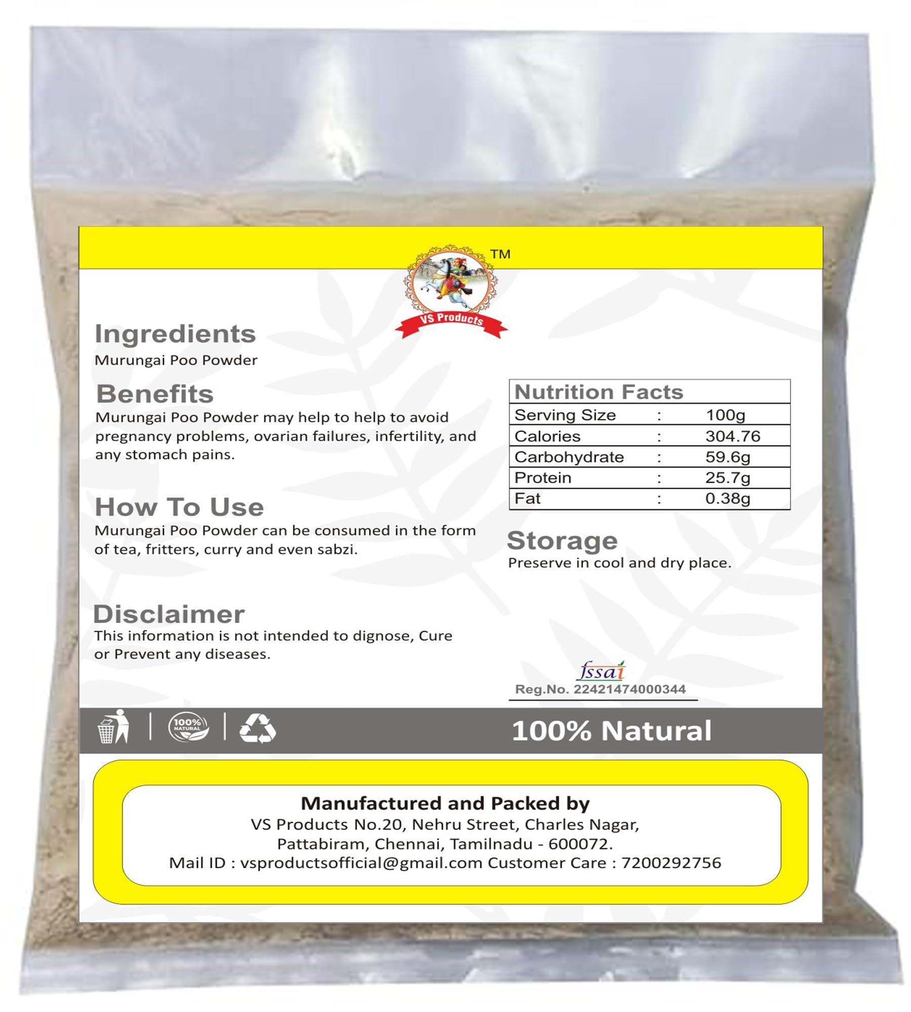 VS Products VS Products Moringa Flower Powder,(50grams) Murungai Poo Powder, Drumstick Flower, Dry Murungai Poovu Powder, for Making Herbal Tea, Soup, Salads, 50g(Pack of 1 X 50gm)