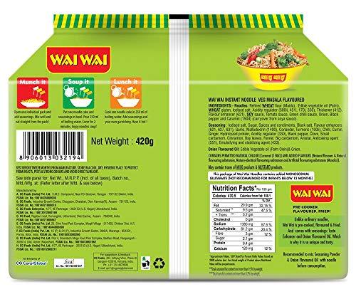 Wai Wai Wai Wai - Ready to Eat Veg Noodles 420 GM -Combo Pack of 4