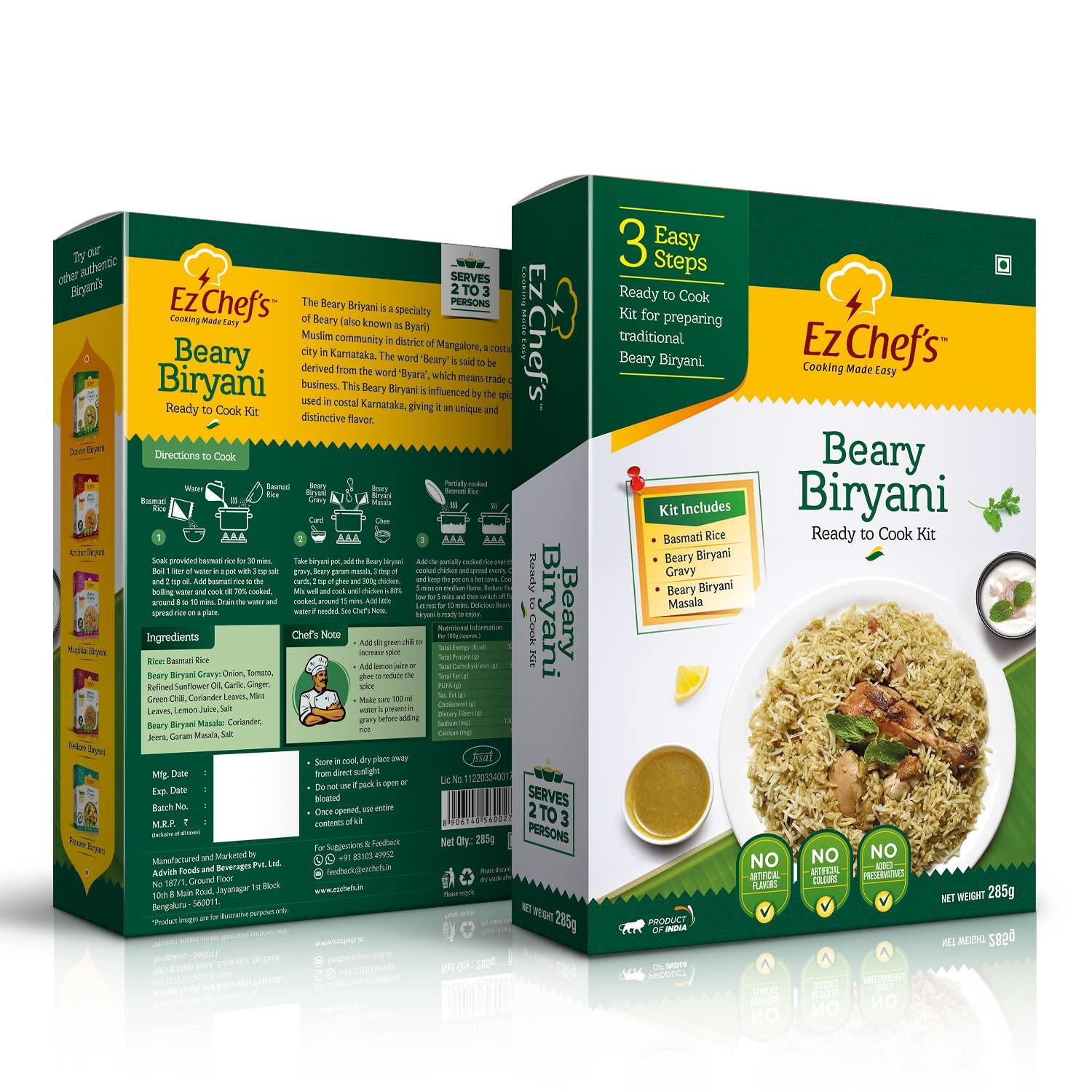 Ez Chef's Ez Chef\'s Beary Biryani Kit | Mangalore\'s famous Biryani | Ready to Cook in 3 easy steps | Just add Chicken | PACK OF 2