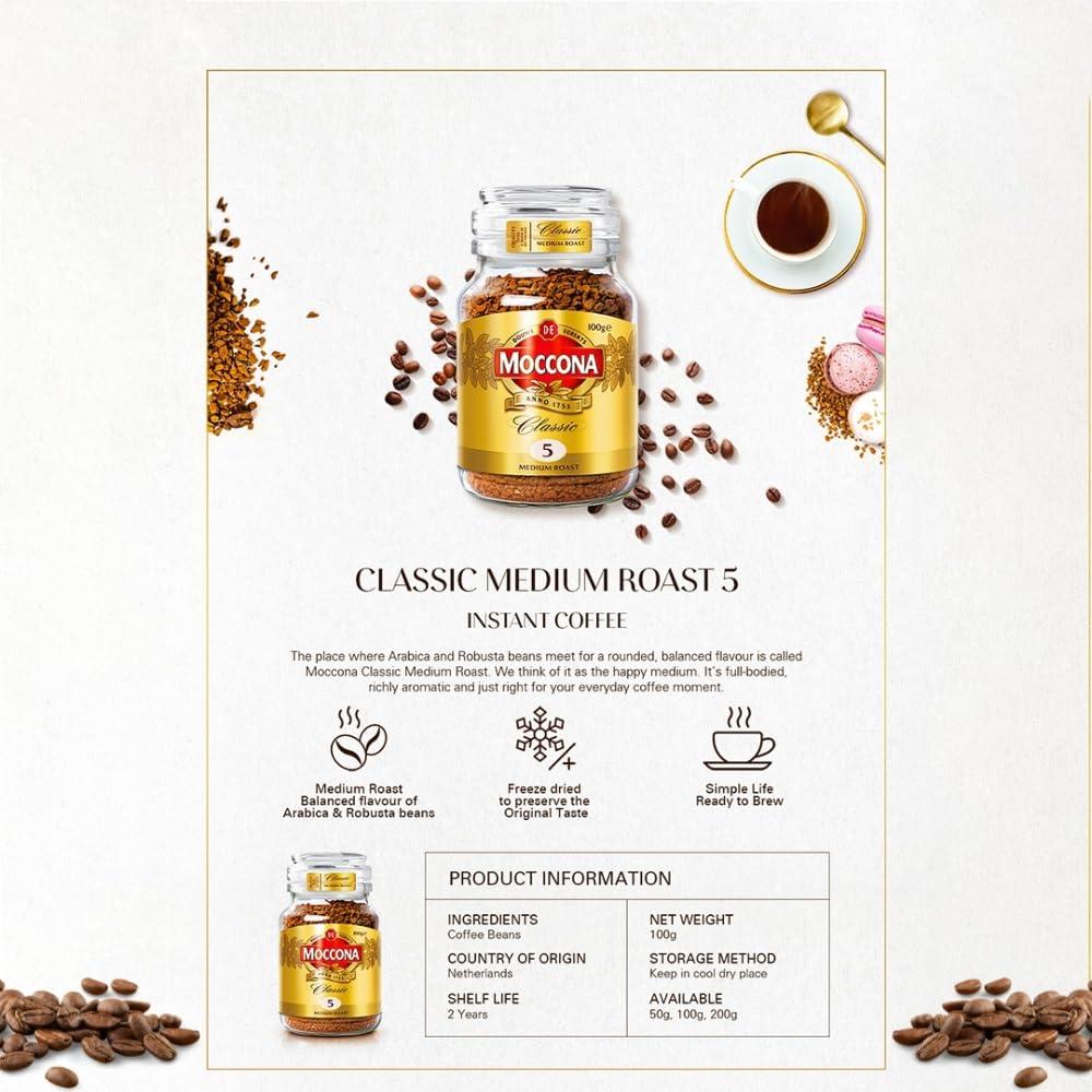 Moccona Moccona | Classic Medium Roast| Classic Decaffinated| Instant Coffee | 200g | Combo of 2