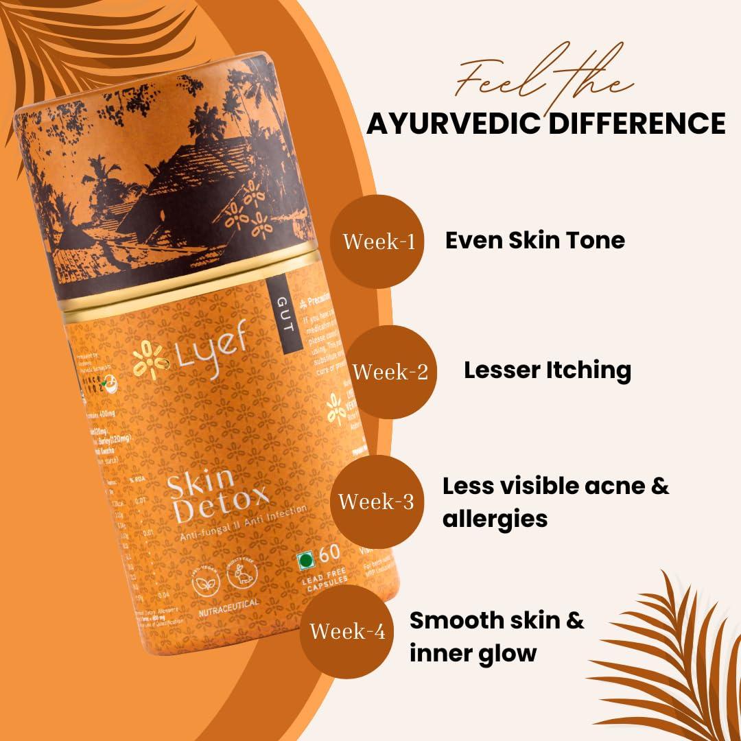 LYEF LYFE Skin Glow Tablets, 60 Tablets - Ayurvedic Supplement, Skin Health Benefits with Manjistha, SKin Glowing