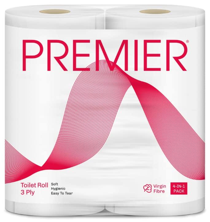bkT Homemate Premier 3 Ply Quick Absorbent Toilet Paper/Tissue Roll | 300 Pulls, 4 Rolls, Total 1200 Pulls |
