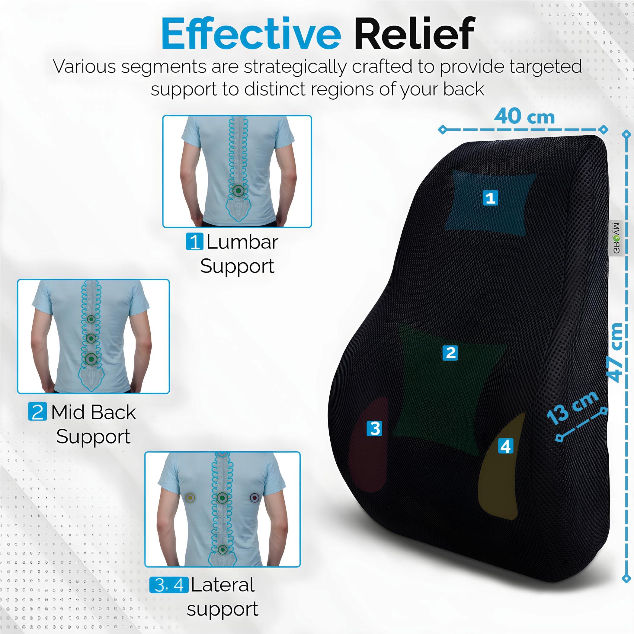 GROVM GROVM Back Support for Chair | Car Back Rest Support | Car Seat Back Support | Back Rest for Chair Lumbar Support Pillow Back Support for Car Office Chair Back Support Cushion Car Backrest Cushion -L