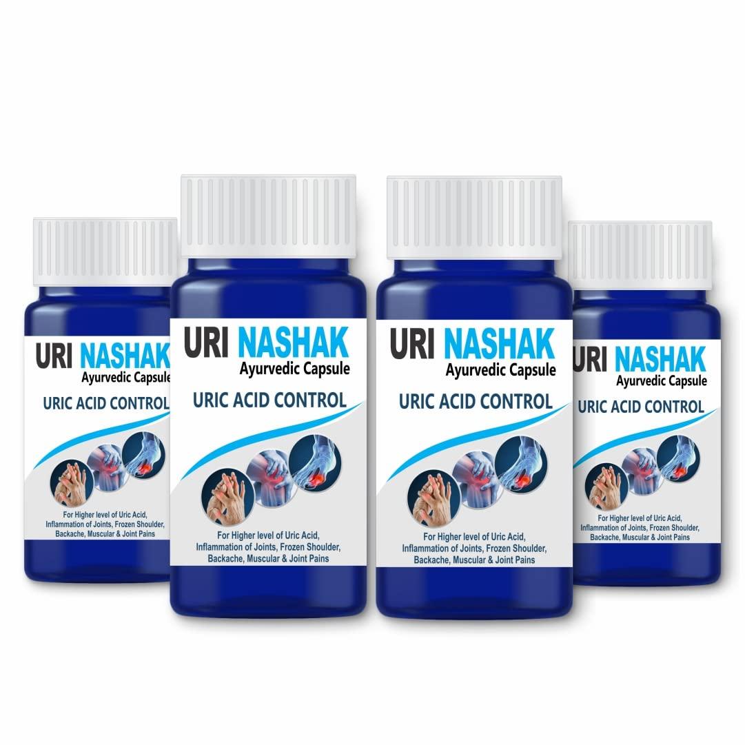 DR. ASMA HERBALS Uri Nashak Ayurvedic Capsule | Controls High Uric Acid, Joint Pain Problems, Cleanses Uric Acid (60 capsule x 4 Bottles= 240 capsule) | Mfd. by Dr. Asma Herbals Since 1972