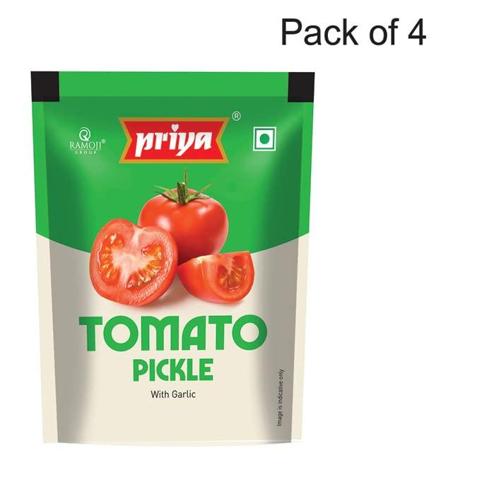 Priya Priya Pickles Combo of 5 Pickle With Garlic 35g Pouch (Each Flavor Pack of 4) - Mango Pickle,Ginger Pickle, Lime Pickle, Gongura Pickle, Tomato Pickle- (Pouch Pack of 20)