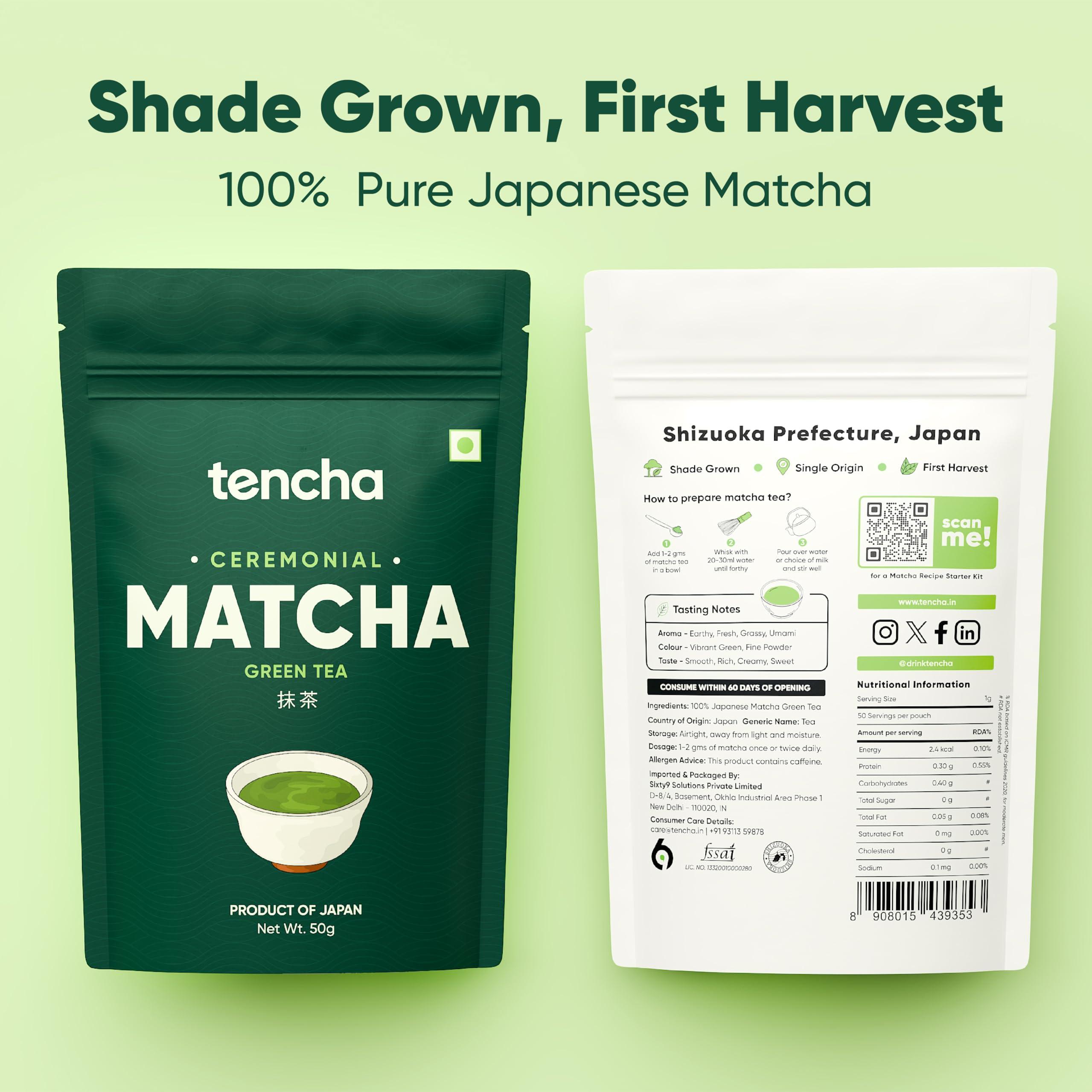 Tencha Tencha Ceremonial Matcha | Japanese Matcha Green Tea Powder | Sourced from Shizouka, Japan | Vegan | No Artificial Sweeteners | 50 GM, Pack of 1